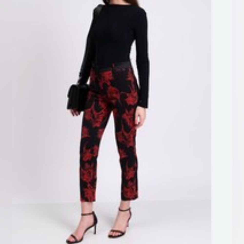 Jules & Leopold Red and Black Pull Peg Leg Ankle Length Pants